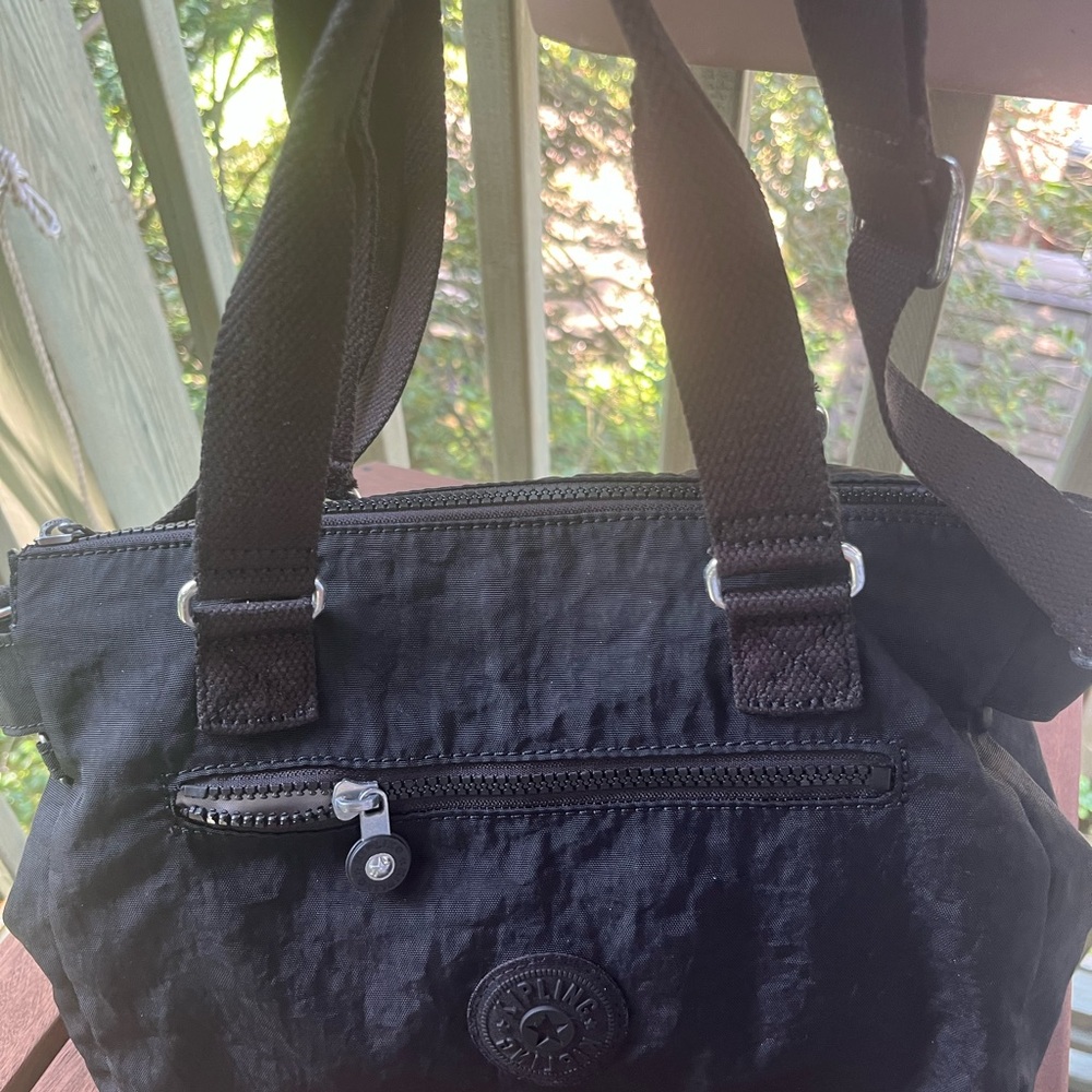 Kipling Black Shoulder Bag with Quilted Design and Durable Straps